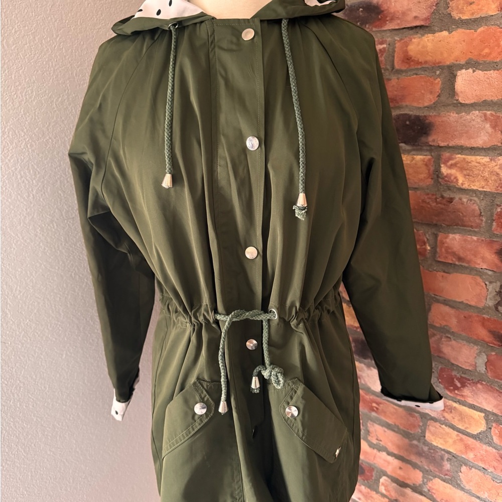 Olive Green Polka Dot Women's Rain Jacket